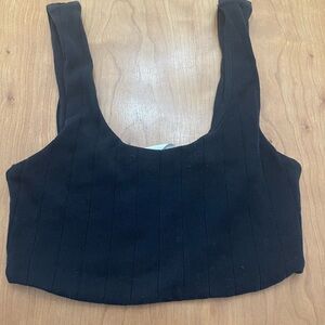 RD Style Black Ribbed Tank Crop Top